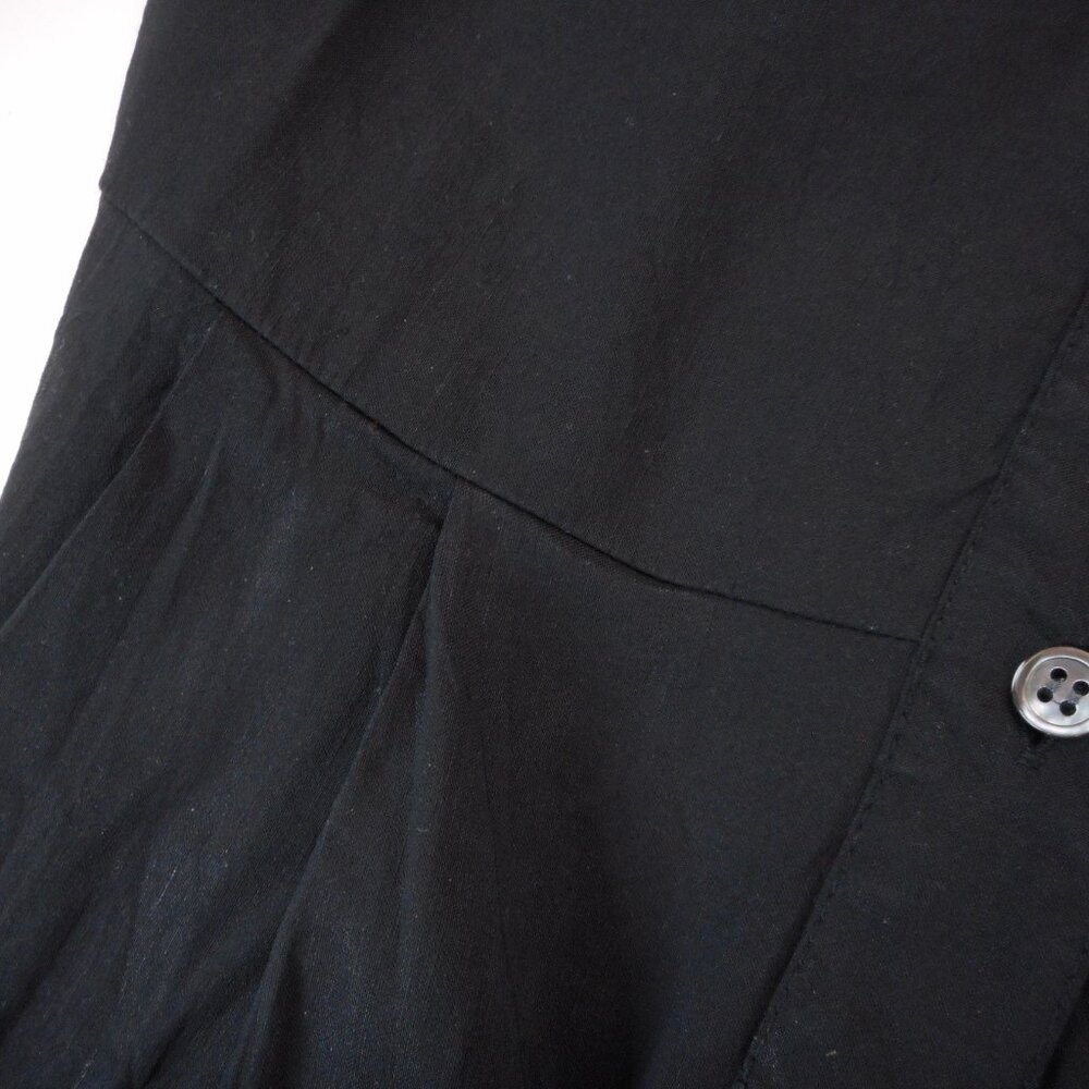 Theory Size 8 Bubble Hem Dress Short Sleeve 1/2 Button Solid Black Linen Blend - Picture 8 of 8